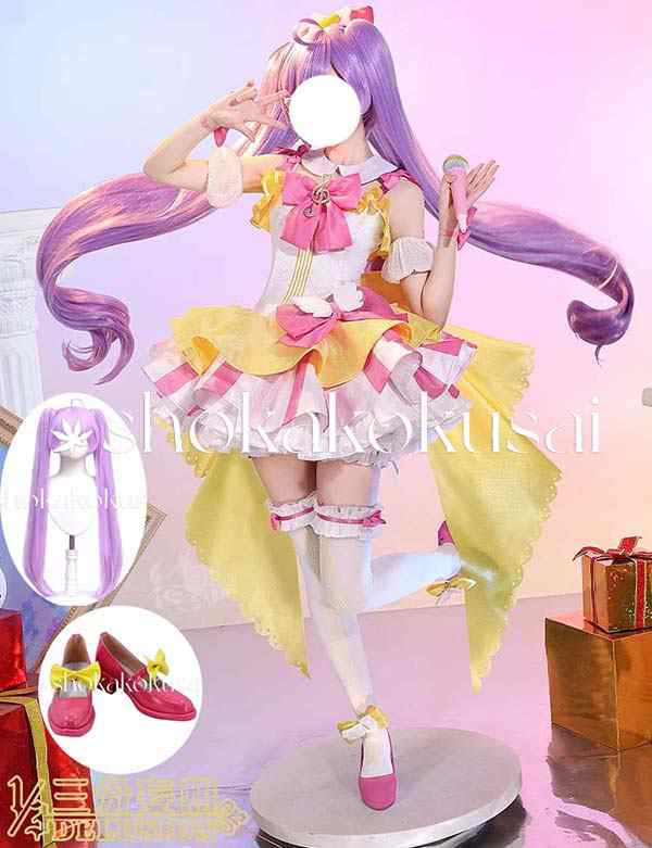 三分妄想 2023新品 プリパラ 風 真中らぁら コスプレ衣装 ウィッグ 靴